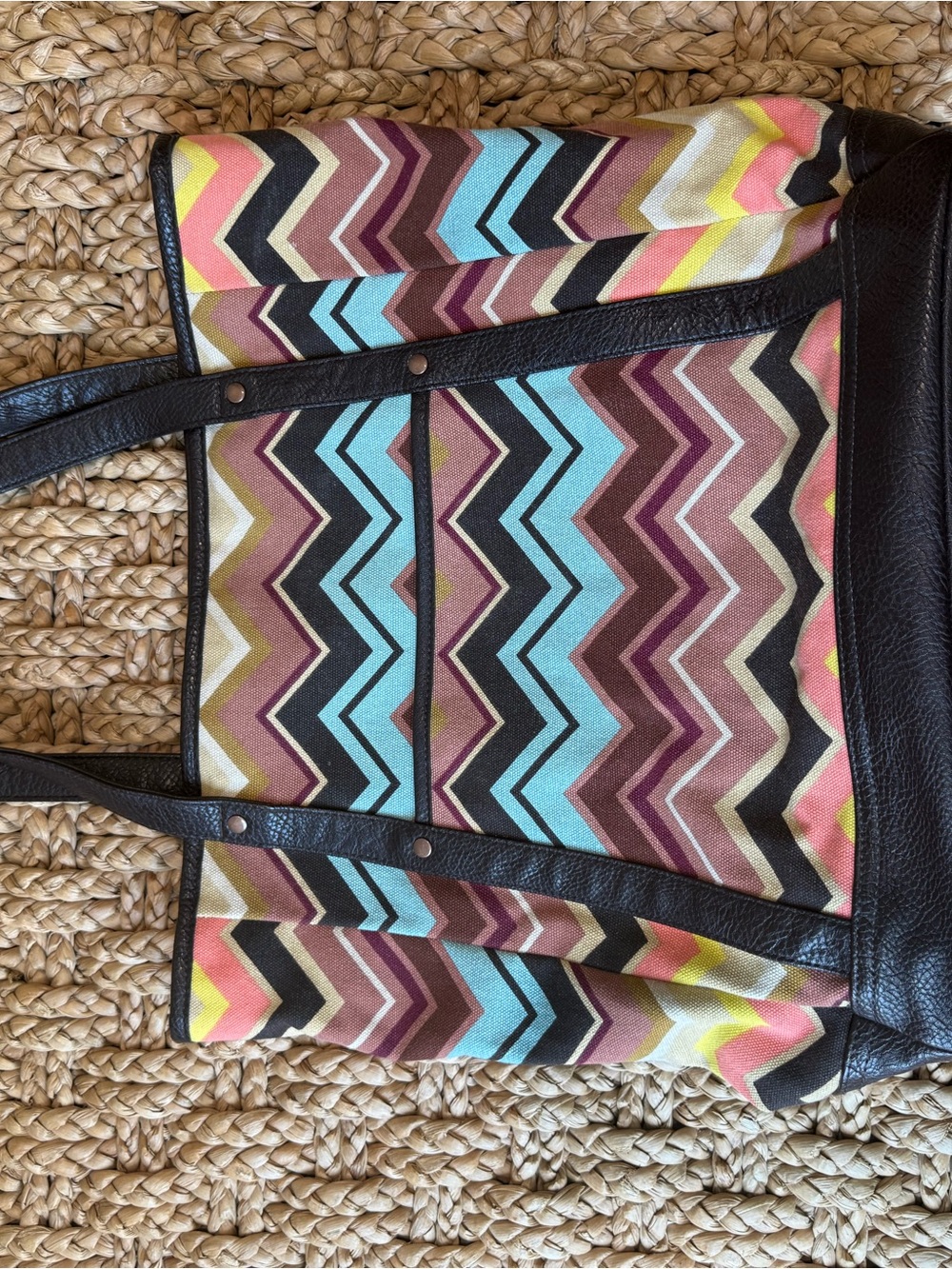 Missoni for Target Multicolor Chevron Canvas Tote with Black Trim